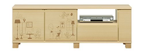 アルファタカバ お部屋行置きたいディズニー家具シリーズ スクエアミッキーマウス&ミニーマウス 120cm幅6枚扉 木製キャビネット/サイドボードナチュラル,絵本,収納,