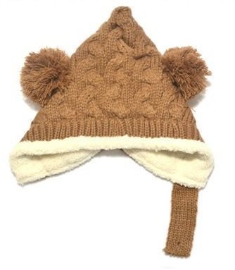 耳まであったか! ベビー ボンボン とんがり ニットキャップ ニット帽 女の子 男の子 赤ちゃん キッズ 子供 ニット 冬 帽子 (ブラウン),新生児,帽子,