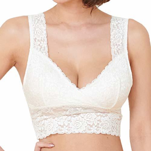 Sweet Mommy 授乳ブラジャー 日本製 総レース ノンワイヤー 授乳ブラ マタニティ カシュクール チクチクしないキュプラレース カップ裏はオーガニックコットン100% ホワイト L,授乳ブラ,おすすめ,
