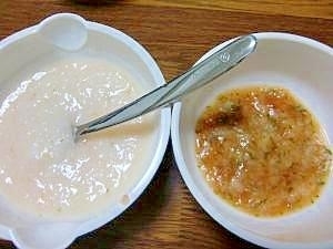 簡単離乳食！トマトとチンゲンサイとふのおかゆ,離乳食,麩,