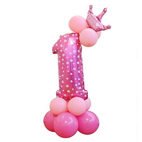 OUYOU アルミ風船 バルーン 数字バルーン 飾り付け 誕生日 ウェディング パーティー 組み合わせ 自由 DIY,1歳誕生日,飾り付け,