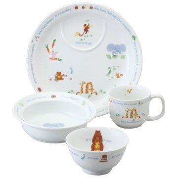 NARUMI(ナルミ) 子ども用 食器セット みんなでたべよっ! 4点セット 電子レンジ オーブン対応 日本製 40433-33139,ベビー食器,おすすめ,