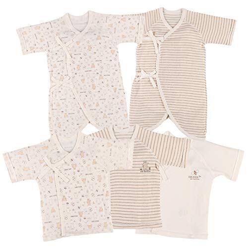 西松屋 フライスオーガニック綿新生児肌着5点セット【新生児50-60cm】,オーガニックコットン,新生児,肌着