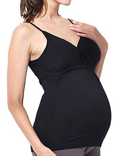 Sweet Mommy マタニティ 授乳服 インナー さらさら 竹繊維 キャミソール 吸汗 パッドつきインナー 特注パッド入り カップ裏はオーガニックコットン100% M ブラック,マタニティフォト,衣装,