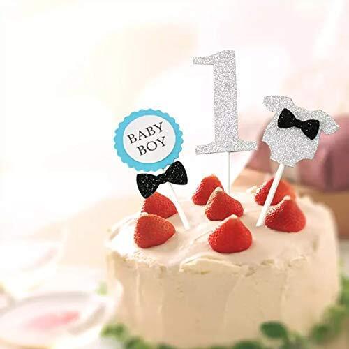 Limpomme ファーストバースデー トッパーセット 3点セット オリジナルパッケージ ケーキ デコレーション 1才 1歳 一才 一歳 誕生日 記念撮影 (ブルー),1歳,誕生日,飾り付け