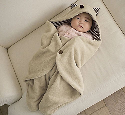 【ノーブランド品】『春秋』『冬』新生児 赤ちゃん おくるみ マイクロフリース ベビー ブランケット [ベージュ] ([春秋]),おくるみ,