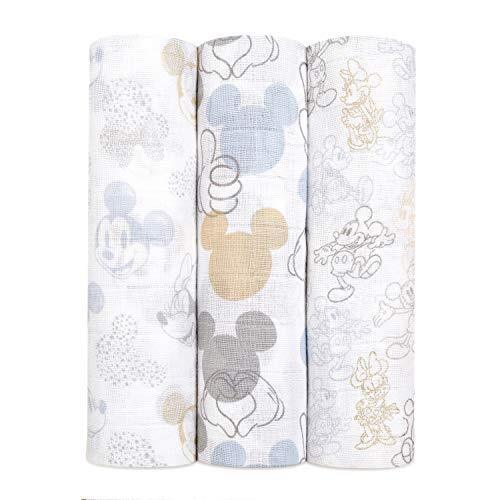 aden + anais(エイデンアンドアネイ) おくるみ ディズニー ガーゼ ベビー 【 日本正規品 aden + anais おくるみ 3枚 セット mickey+minnie モスリンコットン 100% 使用 】 120 × 120cm エイデンアンドアネイ スワドル 赤ちゃん 新生児 ミッキー&ミニー ASWC30003DIJ 120x120センチメートル (x 3) 0か月~,ベビーケアグッズ,基礎知識,選び方