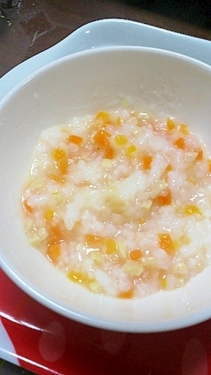 ☆離乳食中期☆にんじん&じゃがいも入りおかゆ,離乳食,中期,