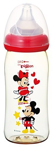 ピジョン Pigeon 母乳実感 哺乳びん プラスチック製 ミッキー柄 240ml 0ヵ月から(付属の乳首は3ヵ月頃から) おっぱい育児を確実にサポートする哺乳びん,哺乳瓶,選び方,