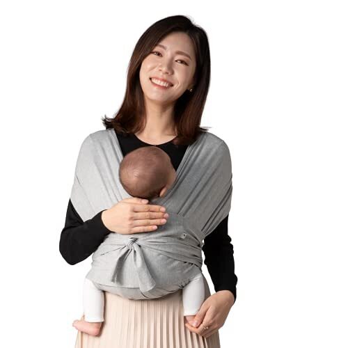 【ママリ口コミ大賞受賞】コニー抱っこ紐 (Konny) スリング 新生児から20kg 収納袋付き 国際安全認証取得 ぐっすり抱っこひも (グレー) (M),抱っこ紐,おすすめ,