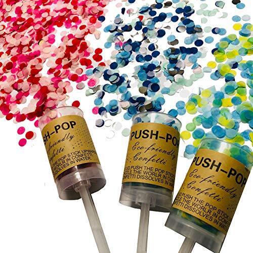 HIGH-FIVE・STORE プッシュポップキャンディ 最新クラッカー 誕生日 飾り付け パーティー プッシュポップコンフェッティ セット (ドットタイプ×3本セット),ハーフバースデー,
