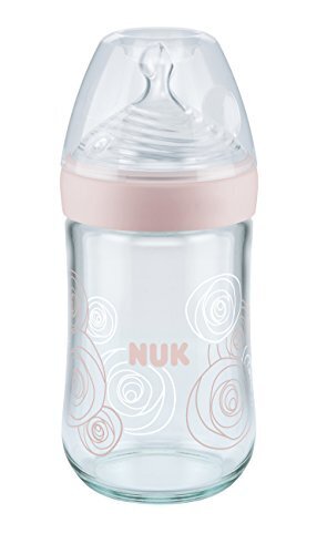 ヌーク NUK ネイチャーセンスほ乳びん(ガラス製) 240ml/シリコーン/ピンク FDNK40745325,哺乳瓶,