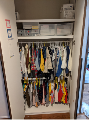 たたまない洋服収納,整理収納,子ども服,子供部屋