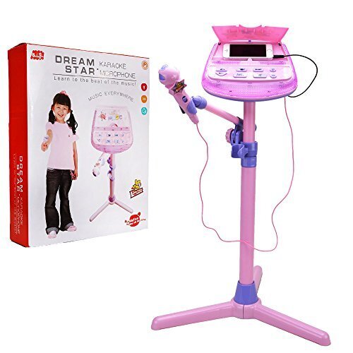 Wishtime 女の子 カラオケ スタンドマイク 収録曲数に制限なし MP3/携帯と繋がれる ごっこ遊び スピーカー マイクロホン 音楽 知育 おもちゃ(2017新着),5歳,女の子,プレゼント