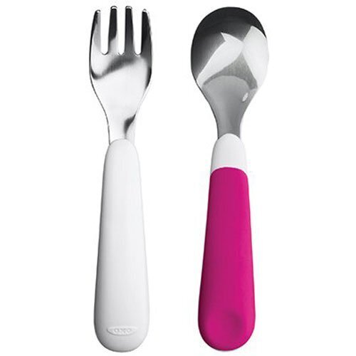 OXO Tot フォーク&スプーンセット ピンク 【お食事】【おやつ】【離乳食】 FDOX6124100,ベビー,フォーク,
