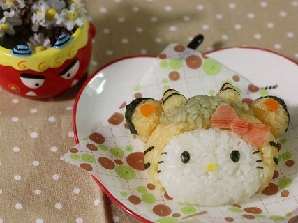 キティちゃんの節分虎鬼おにぎり,キャラ,おにぎり,レシピ