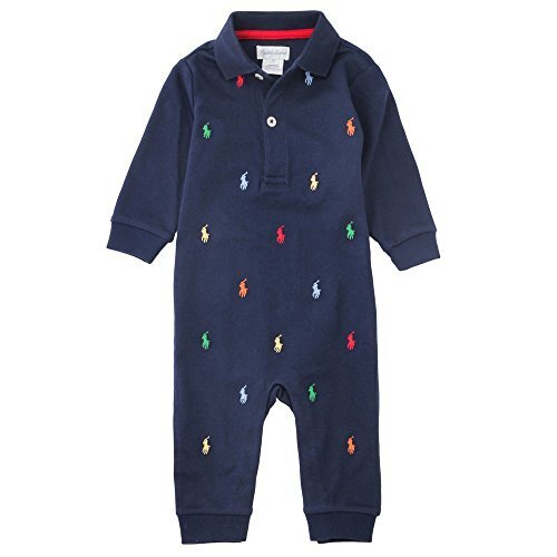 Polo Ralph Lauren/ポロ ラルフ ローレン INTERLOCK ONE PIECE COVERALL 長袖ロンパース 【320570117001】 （サイズ：12m、カラー：French navy） [並行輸入品],ベビー服,ブランド,