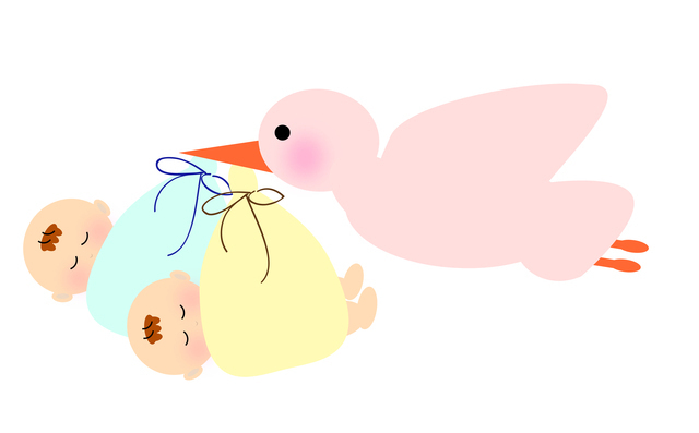 双子が生まれるイメージイラスト,双子,出産,