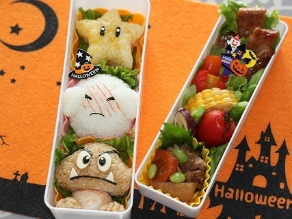 マリオのキャラでハロウィン弁当,キャラ弁,マリオ ,作り方
