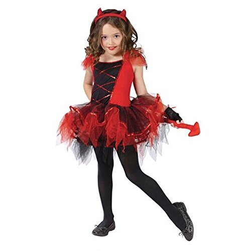 (タリンダ)Talinda ハロウィン 衣装 子供 女の子 ドレス コスプレ 猫 衣装 小悪魔 衣装 仮装 魔女ドレス キッズ コスプレ 子ども ワンピース 角カチューシャ 手袋 3点 セット レッド XL,ハロウィン,衣装,子供