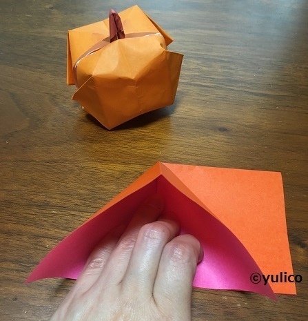 立体かぼちゃ作り方1,ハロウィン,折り紙,