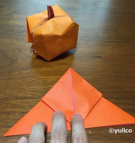 立体かぼちゃ作り方2,ハロウィン,折り紙,
