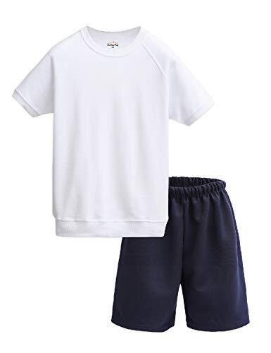 体操服 体操着 半袖 クォーターパンツ SunnyHug 男の子 女の子 兼用 綿高混スムース 吸汗速乾 スクール キッズ 幼稚園 小学生 中学生 (150(身長145~155、参考年齢12~13歳), 半袖+クォーター 上下セット),入学準備,グッズ,リスト