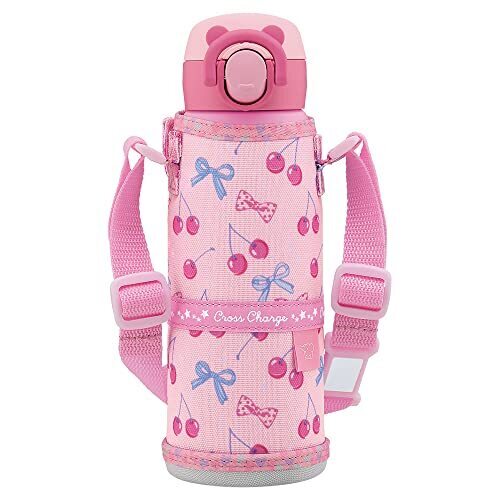 象印マホービン(ZOJIRUSHI) 水筒 紐つきキッズマグ 子供用 通園通学 ステンレスマグ シームレスせん ワンタッチ 480ml チェリーピンク ふたとパッキンが一体化 お手入れ簡単 SM-UA48-PZ,幼稚園,水筒,