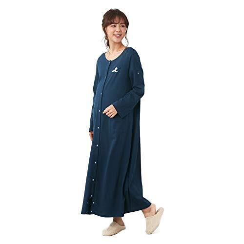 [ベルメゾン] マタニティ パジャマ 授乳対応 綿１００％ 長袖 産前 前開き ルームウェア・パジャマ ネイビー サイズ：マタニティＭ～Ｌ,出産,入院準備,リスト