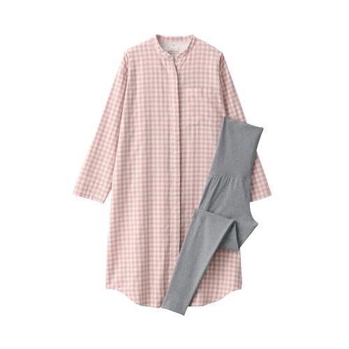 無印良品 パジャマセット 脇に縫い目のない 二重ガーゼパジャマ レディース FGD01A3A ピンクチェック マタニティM,マタニティパジャマ,パジャマ,