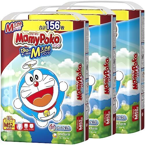 【パンツ Mサイズ】マミーポコ パンツ ドラえもん オムツ(6~13kg)156枚(52枚×3) [ケース品]【Amazon.co.jp限定】,パンツタイプおむつ,