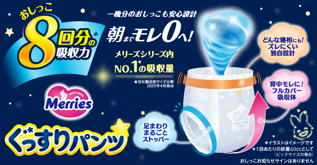 メリーズぐっすりパンツ,夜用おむつ,