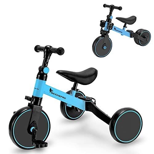 三輪車 子供用 1-5歳向け 3in1 自転車 キッズ キックバイク 幼児用バイク ランニングバイク 組み立て簡単 2.8KG軽量設計 高さ調整可 アウトドア&室内兼用 キッズプレゼント 日本語説明書付き (ブルー),ペダルなし,自転車,