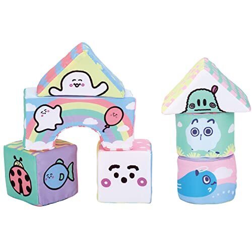 [バンダイ(BANDAI)] シナぷしゅ ぷしゅぷしゅとおともだちやわらか布つみき,知育玩具,0歳,