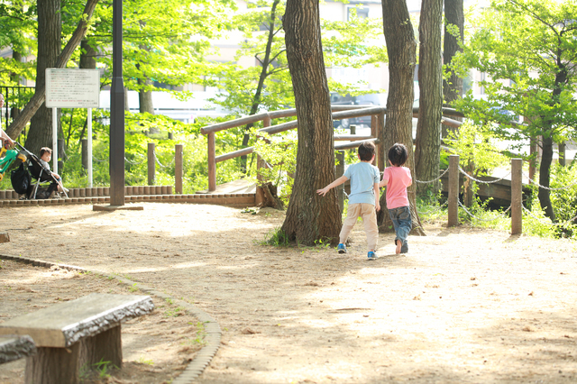 公園で遊ぶ子どもたち,ごっこ,遊び,