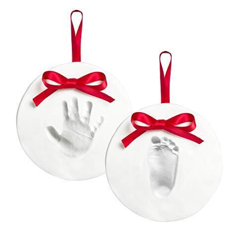 Pearhead Babyprints 赤ちゃんの初めての手形や足跡のオーナメントキット 簡単に焼く必要のないDIY粘土インプレッションキット クリスマスベビーギフト 赤ちゃんの記念品オーナメント 2個パック,