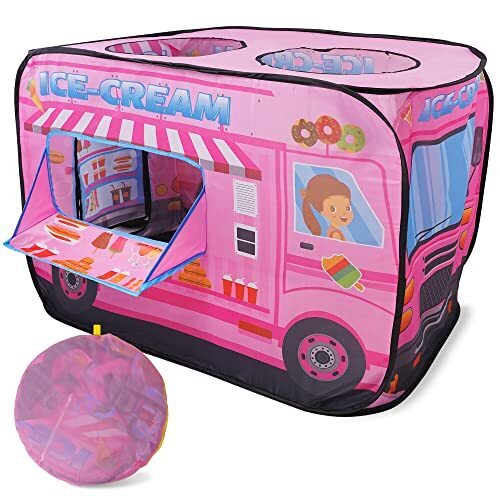LUXUSVALUE キッズテント アイスクリームやさん ボールプール ピンク 女の子 おもちゃ ワンタッチ 室内,2歳,女の子,プレゼント