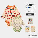 2P 長袖ボディシャツ マーキーズ markeys 子供服 キッズ ベビー 男の子 女の子 ロンパース カバーオール 総柄 イラスト 肌着 出産祝い プレゼント 2024AW【メール便対象/日時指定不可】,ベビー服,ブランド,