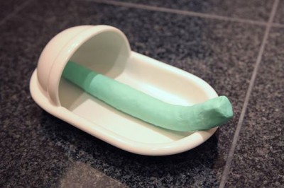日本未来館で催されているトイレトレーニングのやり方を学ぶため健康的な排出量の見本画像