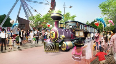八景島シーパラダイスにある人気アトラクションの1つ園内を走る蒸気機関車の画像