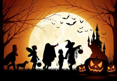 ハロウィンパレードの影絵の画像