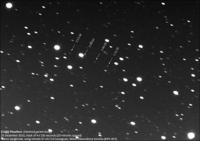 12月で有名な流星群の発生源の天文画像