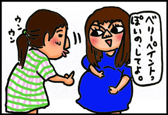 【子育て絵日記4コママンガ】つるちゃんの里帰り|お腹にお絵描き♪ベリーペイント編