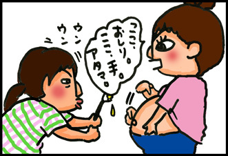【子育て絵日記4コママンガ】つるちゃんの里帰り|お腹にお絵描き♪ベリーペイント編