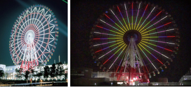 天空、観覧車、パノラマビュー、夜の観覧車の画像