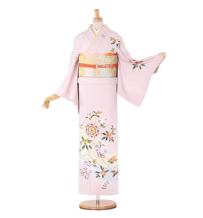 ア*コ様 未使用　新品　美品　縮緬　作家　紋付き　訪問着　フルセット　着物帯帯締 新品 美品 袷 正絹 縮緬 訪問着 4点 フルセット 西陣帯 佐賀錦帯締め