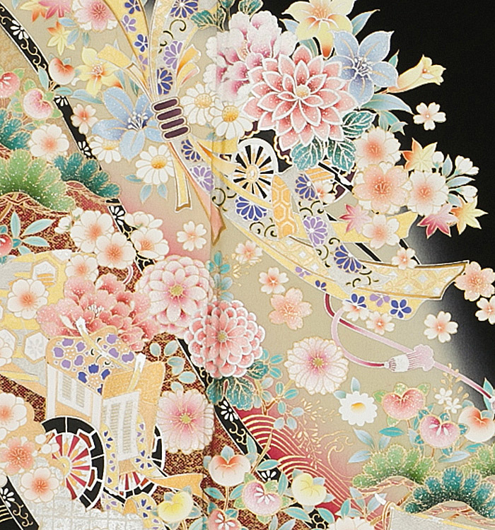 小紋　フルセット　着物　正絹　紺　果物　みかん　りんご　トールサイズ　O1 リサイクル着物】小紋 正絹 Sランク 身丈163cm 裄丈67cm 袷 紺色