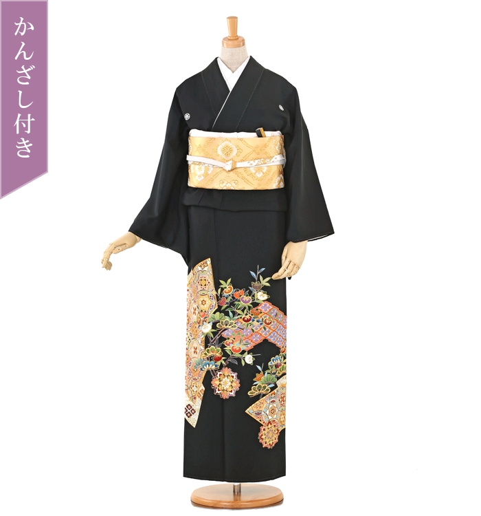 【かんざし付】刺繍 黒留袖 No.CA-0261-Mサイズ