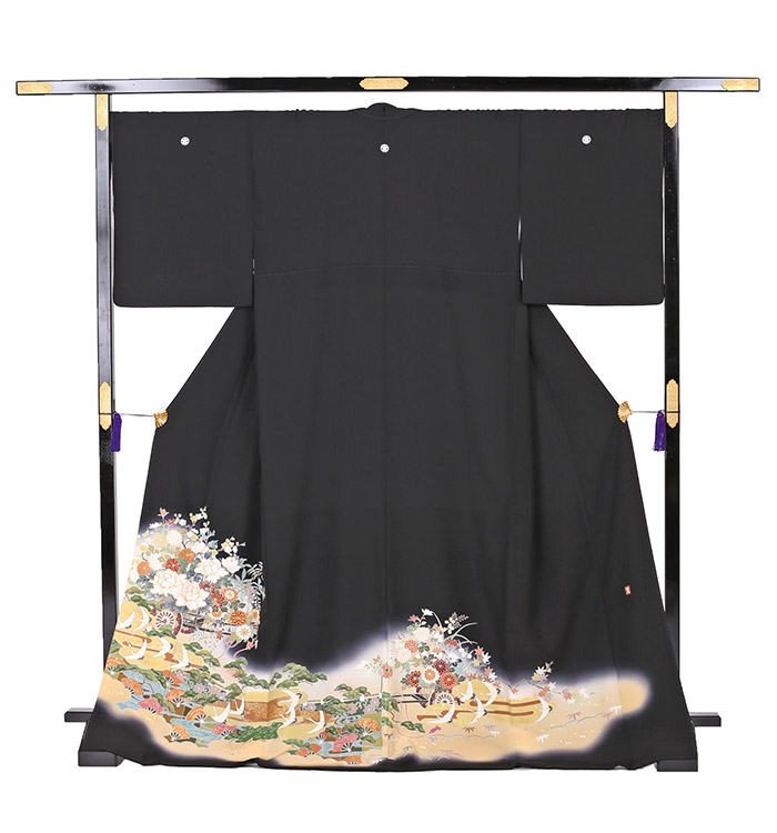 往復送料無料 2泊3日 レンタル 黒留袖 レンタル Mワイド サイズ No.0136 黒留袖 No.CA-0332-ワイド-LOサイズのレンタル｜きもの365