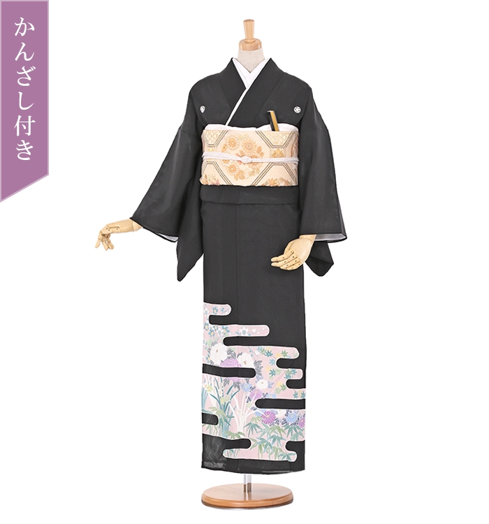 かんざし付】手描友禅作家 夏黒留袖 No.CB-0362-Mサイズのレンタル